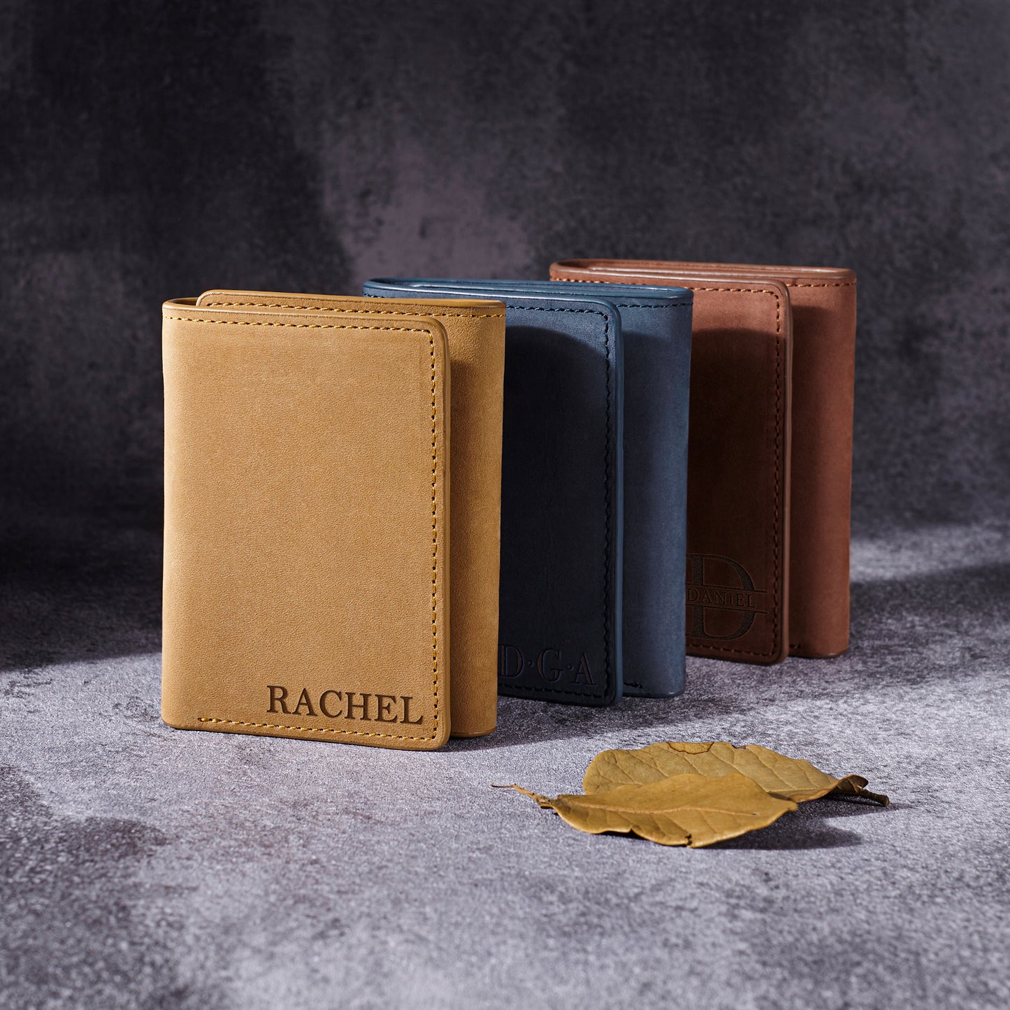 Signature Trifold Leather Wallet – Custom Engraved Gift