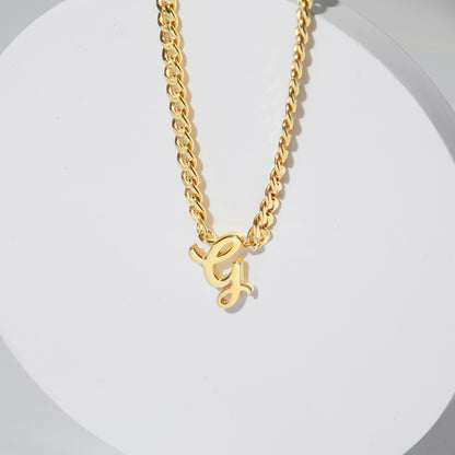 Personalized Letter Necklace, Curb Chain Necklace For Women