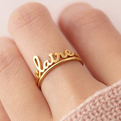 Custom Mother’s Stackable Name Rings – Minimalist Personalized Jewelry