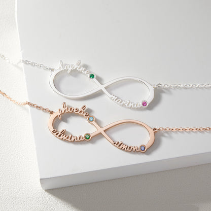 Personalized Infinity Necklace, Mother Necklace with Kids Names