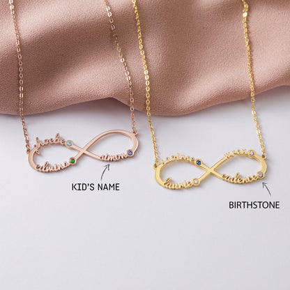 Personalized Infinity Necklace, Mother Necklace with Kids Names