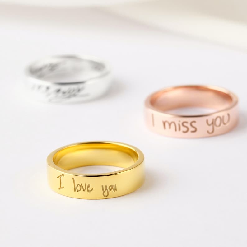 Custom Handwriting Ring, Personalized Handwriting Jewelry Gift