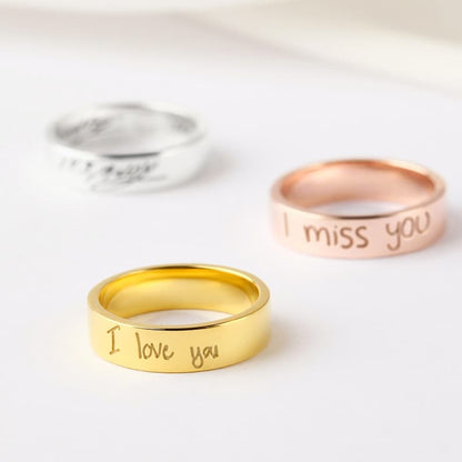 Custom Handwriting Ring, Personalized Handwriting Jewelry Gift