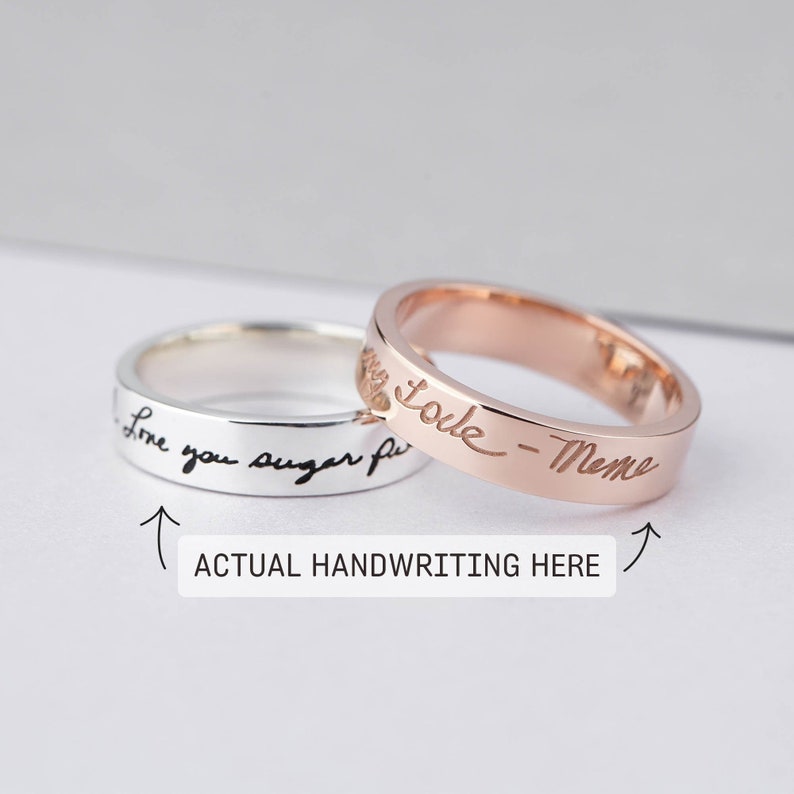 Custom Handwriting Ring, Personalized Handwriting Jewelry Gift