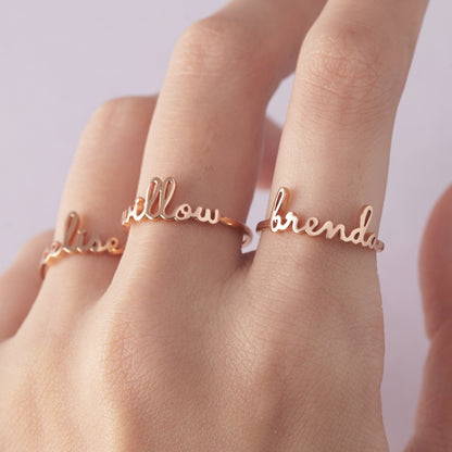 Custom Mother’s Stackable Name Rings – Minimalist Personalized Jewelry