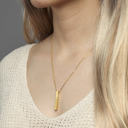 Personalized New Mom Necklace with Baby Birth Stats & Birthstone