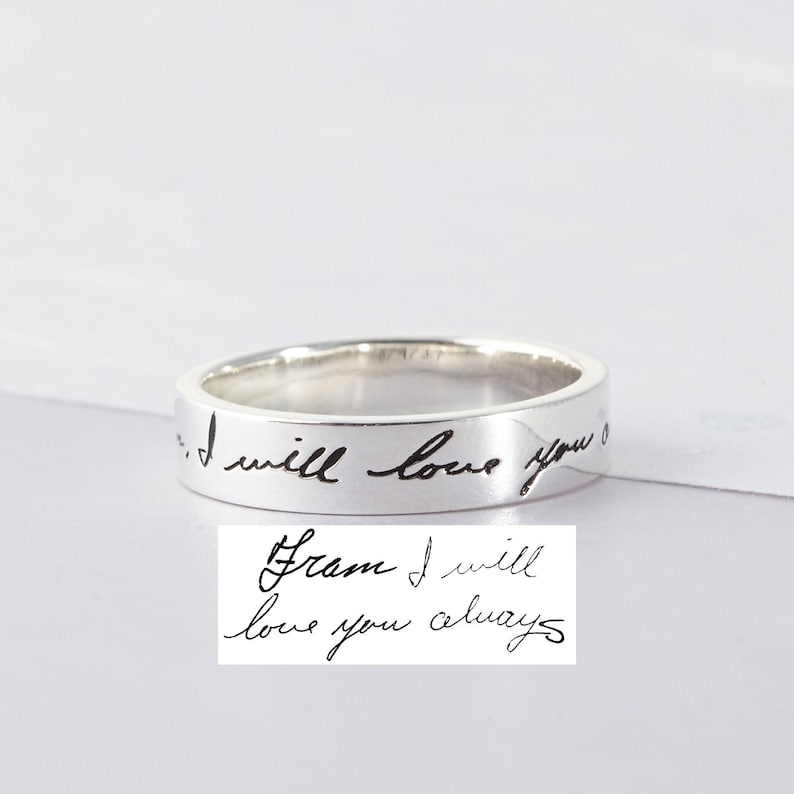 Custom Handwriting Ring, Personalized Handwriting Jewelry Gift