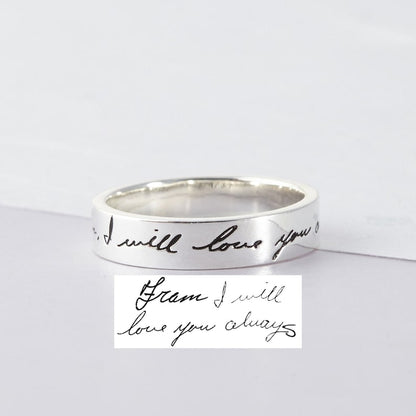 Custom Handwriting Ring, Personalized Handwriting Jewelry Gift