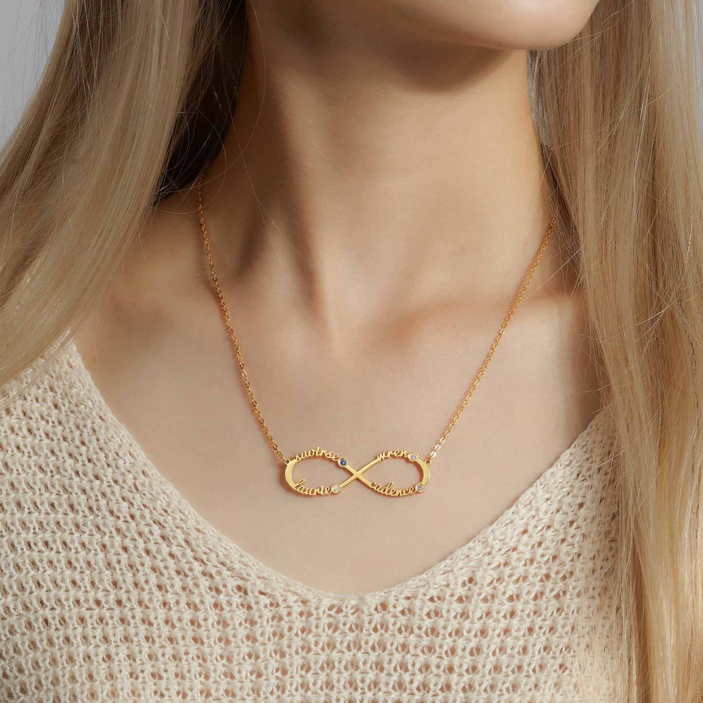 Personalized Infinity Necklace, Mother Necklace with Kids Names
