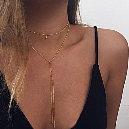 Dual-Strand Lariat Choker Necklace