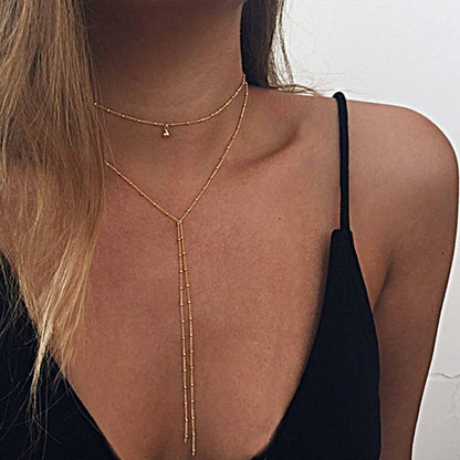 Dual-Strand Lariat Choker Necklace