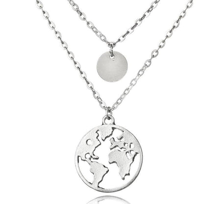Wanderlust World Map Necklace